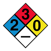 Alcohol Units logo. The fire safety label for ethanol.
  A diamond that consists of four color-coded fields: blue, red, yellow, and white.